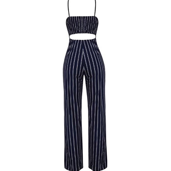 Striped Casual Jumpsuit Romper - Picture 2 of 3